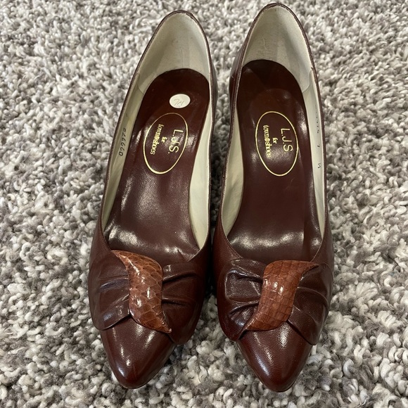 Almost new! Vintage L.J.S. for town shoes #099976 Brown leather stiletto size 7M - Picture 2 of 9